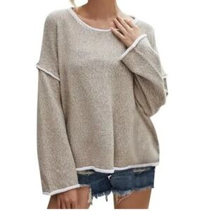 Free People Bardot Sweater in Sand Dollar S